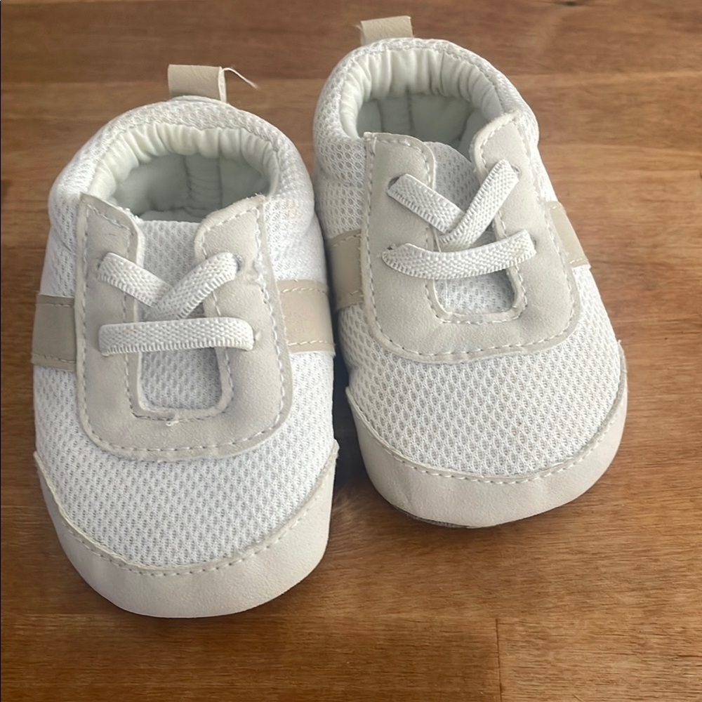 Carter's White and Tan Baby Shoes